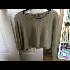 Long Sleeve Crop Tee Olive/Army Green